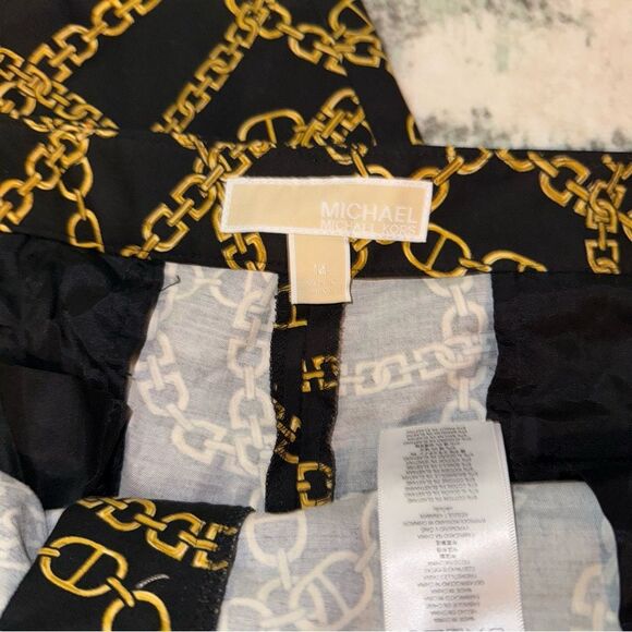MICHAEL Michael Kors Black Trousers with Gold Chain Design - Picture 2 of 7
